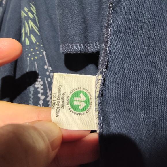 NWT Passion Lilie Sz L Navy Blue Micro Floral True Wrap Dress Organic Cotton - Picture 6 of 9